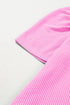 Corded Knit Crew Neck Puff Sleeve Shift Mini Dress